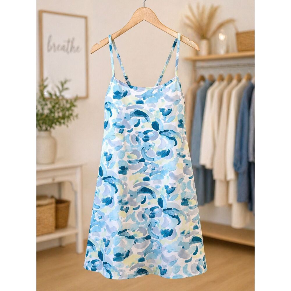 Zelos Tennis Dress Skort Built In Bra Blue Print Activewear Size M Athleisure